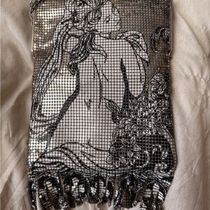 Rare Whiting & Davis Bella Mesh Fringe Crossbody Bag